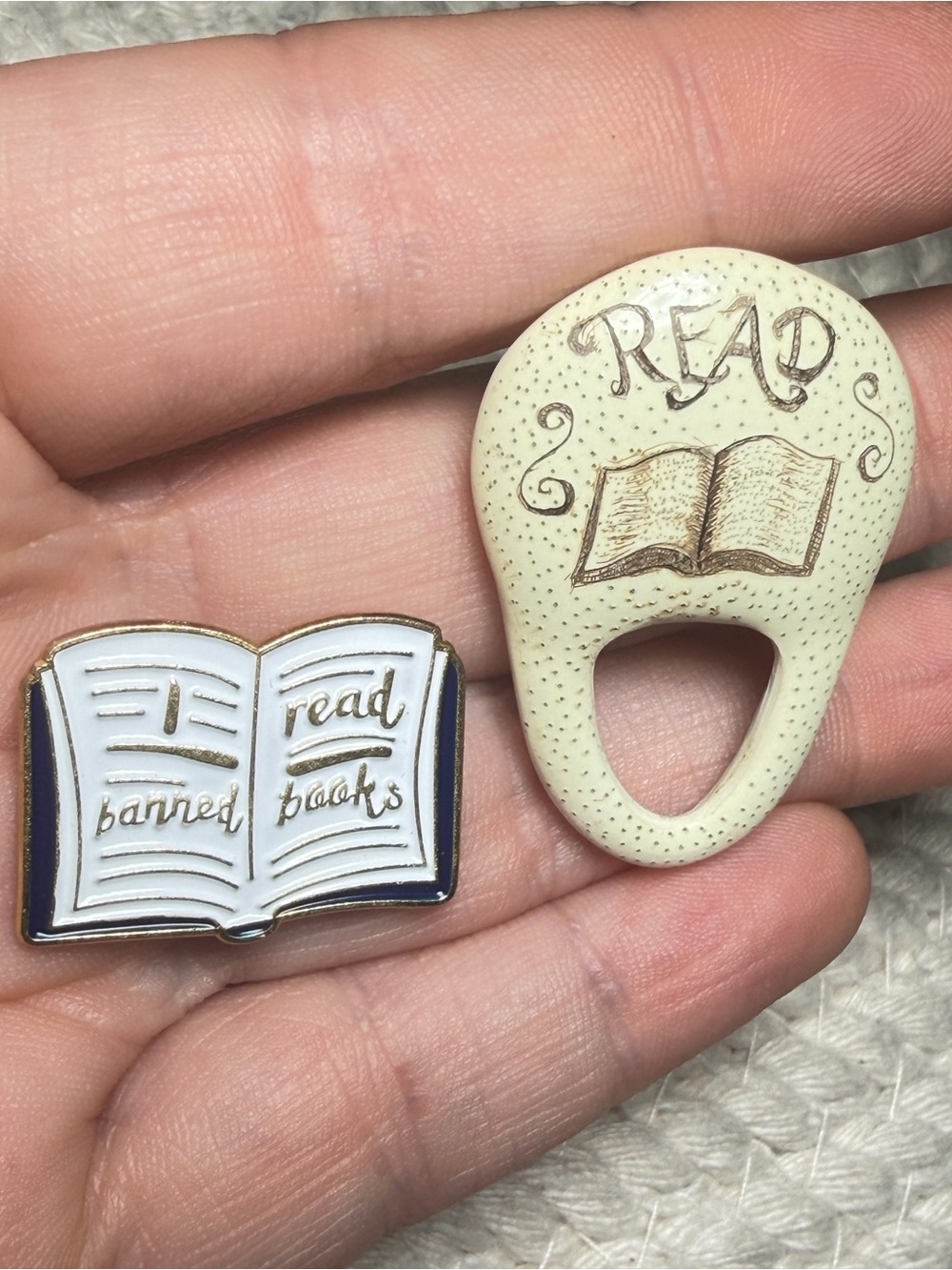 Banned Books Reading Pins Set Vintage Moosup Valley Ceramic Modern Enamel